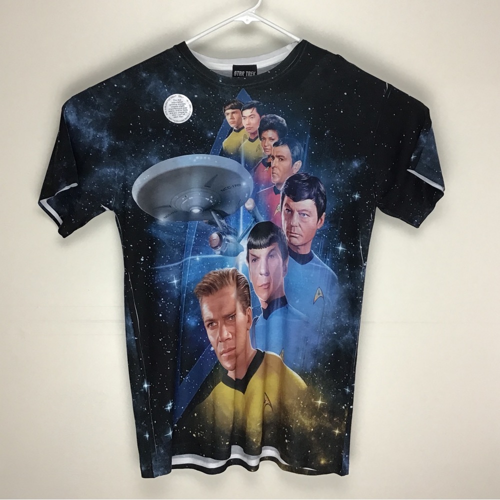 NWOT Star Trek Dye Sublimated Print short sleeve all over print tee shirt L